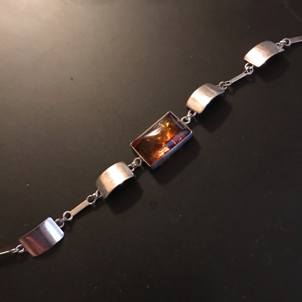 Genuine Amber and sterling silver bracelet
